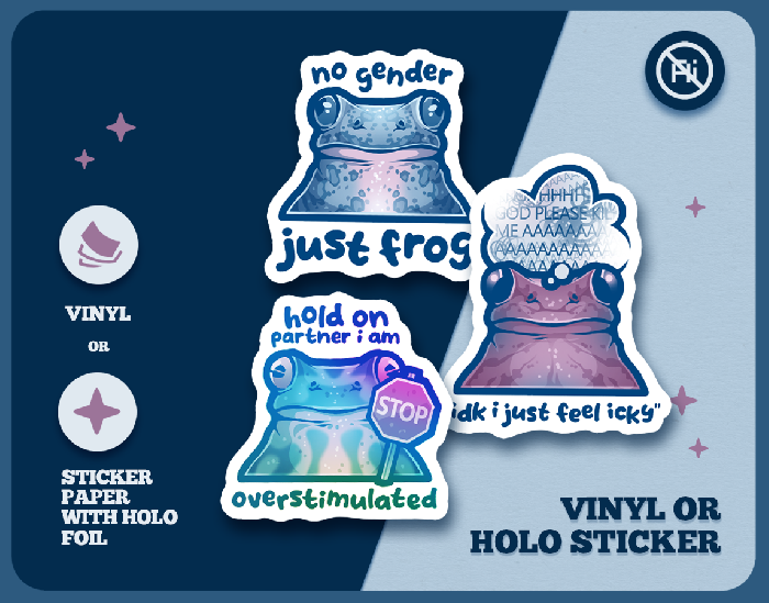 "ID Frogs" Vinyl or Holographic sticker :: tyiart