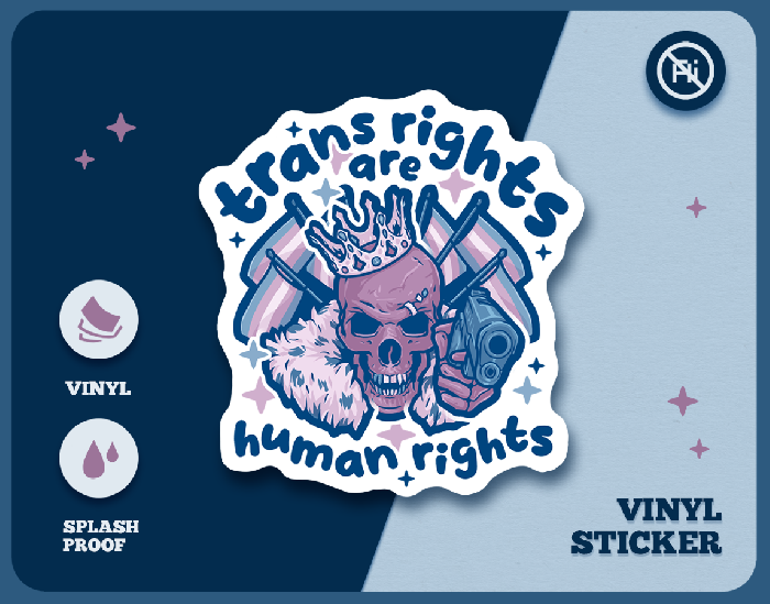 "Trans Rights Are Human Rights" (V2) Vinyl sticker :: tyiart